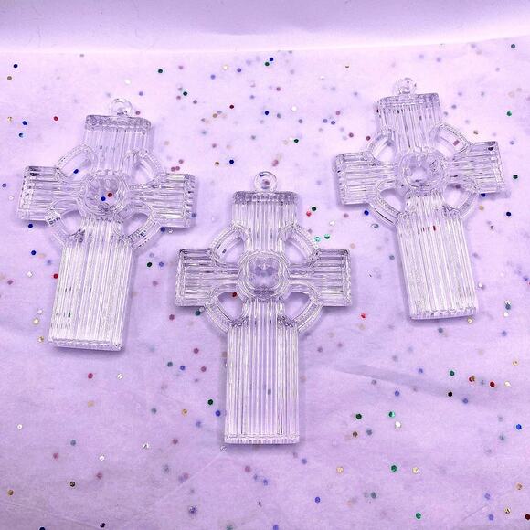 Vintage Waterford Marquis Crystal Cross Christmas Ornaments Set of 3 - Picture 3 of 8